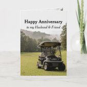 Carte Anniversaire Mari Ami Golf Course Panier Golfer (Devant)