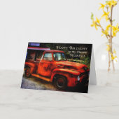 Carte Anniversaire - mari - camion classique (Fleur jaune)