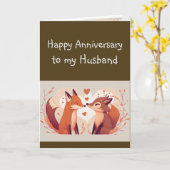 Carte Anniversaire Mari partenaire amusant Fox Animaux (Fleur jaune)