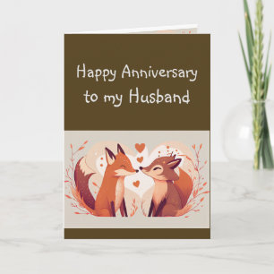 Carte Anniversaire Mari partenaire amusant Fox Animaux