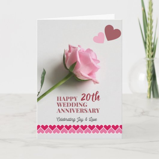 Carte Anniversaire mariage Ajouter une année avec Rose (Devant)