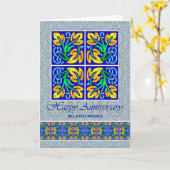 Carte Anniversaire Mariage Belated Souhaite Carreaux (Fleur jaune)