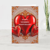 Carte Anniversaire Mariage des Coeurs rouges et des Plum (Devant)