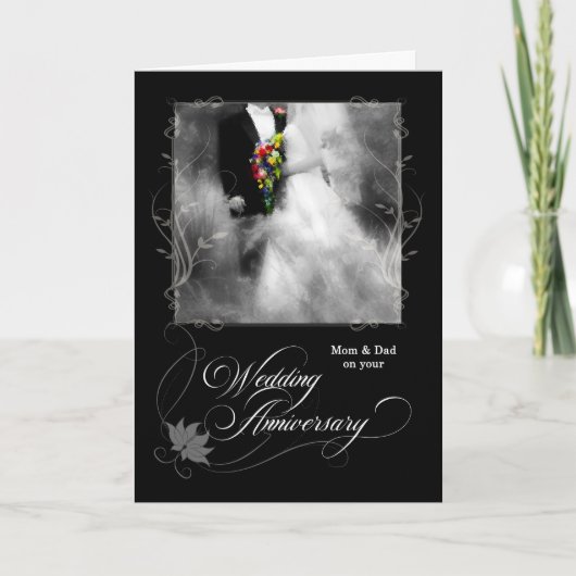 Carte Anniversaire Mariage des parents Noir et Blanc (Devant)