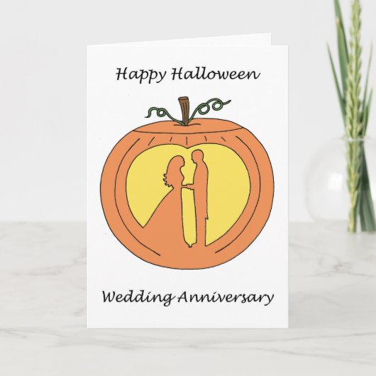 Carte Anniversaire Mariage d'Halloween Citrouille romant (Devant)