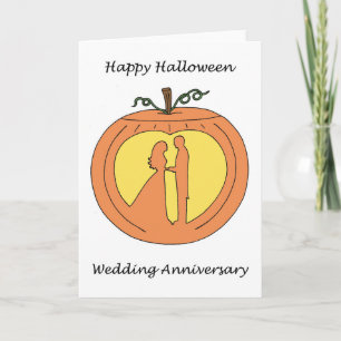 Carte Anniversaire Mariage d'Halloween Citrouille romant