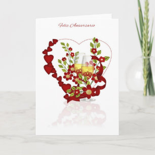 Carte Anniversaire Mariage Espagnol Avec Fleurs Champagn