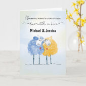 Carte Anniversaire mariage Noms personnalisables Deux Mi (Fleur jaune)