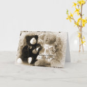 Carte Anniversaire-Mariage - ours et peluche (Fleur jaune)