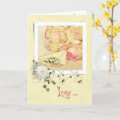Carte Anniversaire mariage sonne sur pétale rose (Fleur jaune)