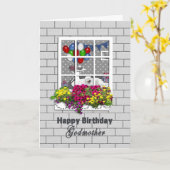 Carte ANNIVERSAIRE - marraine - EXTÉRIEUR REGARDANT (Fleur jaune)