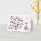 Carte Anniversaire Maze Pink Princesse avec baguette et (Fleur jaune)