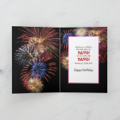 Carte Anniversaire, Mec, Canette de Bière, Feu d'Artific (Intérieur)