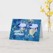 Carte Anniversaire Mélange Média Mélange Mouton Bleu (Fleur jaune)