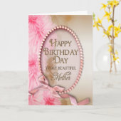 Carte Anniversaire - Mère - Délicat Rose Oval - Floral (Fleur jaune)