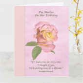 Carte Anniversaire, Mère, Fleur Rose de la Paix (Fleur jaune)