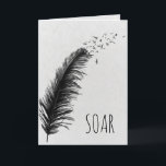Carte Anniversaire Météo Noire avec Oiseaux Tournants<br><div class="desc">Plumes noires simples et oiseaux volants sur arrière - plan texturé pour l'anniversaire. Le texte intérieur peut être modifié.</div>