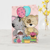 Carte Anniversaire mignon (Fleur jaune)