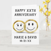 Carte Anniversaire mignon Cartoon Or Mariages Cercles (Fleur jaune)