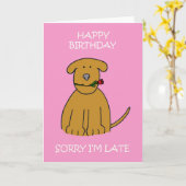 Carte Anniversaire mignon chiot (Fleur jaune)