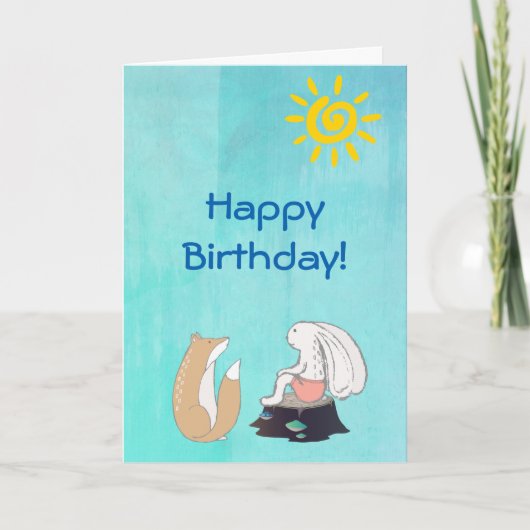 Carte Anniversaire mignon d'illustration de Fox et de (Devant)