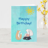Carte Anniversaire mignon d'illustration de Fox et de (Fleur jaune)
