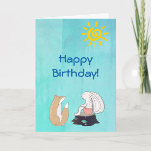 Carte Anniversaire mignon d'illustration de Fox et de