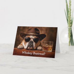 Carte Anniversaire Mignon et Drôle Country Western Bulld