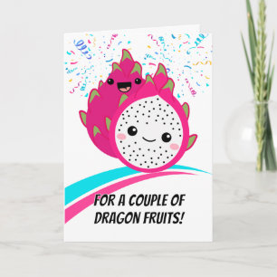 Carte Anniversaire mignon Tropical Dragon Couple de frui