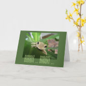 Carte Anniversaire, mignonne grenouille souriante. (Fleur jaune)