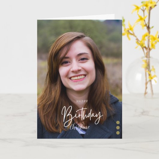 Carte Anniversaire minimaliste moderne personnalisé (Fleur jaune)