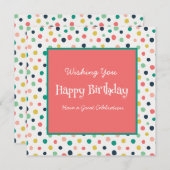 Carte Anniversaire Mod Orange Turquoise Dots Blanc (Devant / Derrière)