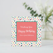 Carte Anniversaire Mod Orange Turquoise Dots Blanc (Debout devant)