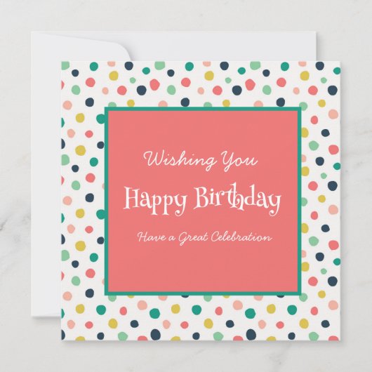 Carte Anniversaire Mod Orange Turquoise Dots Blanc (Devant)