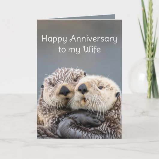 Carte Anniversaire Mon Amour Ma Femme Mignonnes Otters R (Devant)