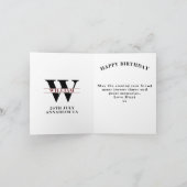 Carte Anniversaire Monogramme Nom initial Année Légende  (Intérieur)