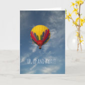 Carte anniversaire Montgolfière Haut, Haut et Loin (Fleur jaune)