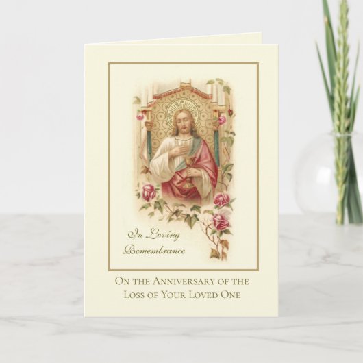 Carte Anniversaire Mort aimée Un Sacré Coeur Jésus (Devant)