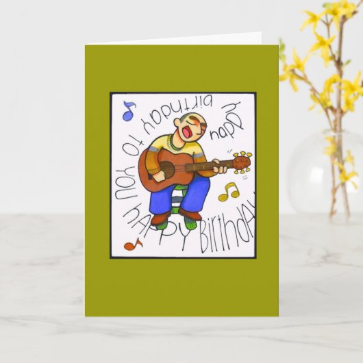 Carte "anniversaire musical " (Fleur jaune)