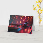 Carte Anniversaire Musique Tourne-disque Avec Notes Neon (Fleur jaune)