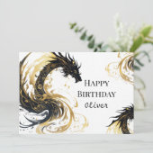 Carte Anniversaire mythique du dragon aquarelle (Debout devant)