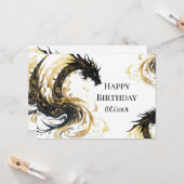 Carte Anniversaire mythique du dragon aquarelle (Devant/Arrière en situation)
