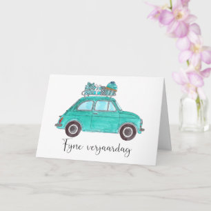 Carte Anniversaire néerlandais Retro Fiat 500