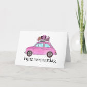 Carte Anniversaire néerlandais Retro Fiat 500 (Devant)