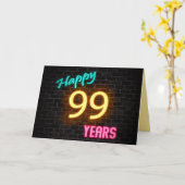 Carte Anniversaire néon 99 signe en brique (Fleur jaune)