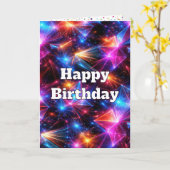 Carte Anniversaire Neon Polygon Abstrait avec Explosions (Fleur jaune)