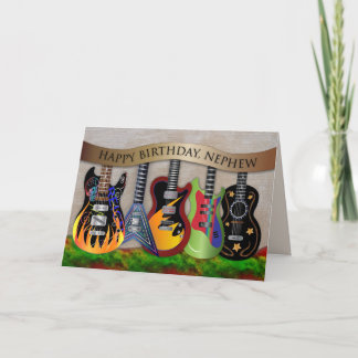 Carte Anniversaire Nephew Assortiment de Guitares Coloré