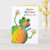 Carte Anniversaire, Nephew, Frog, Collection Kaleidoscop (Fleur jaune)