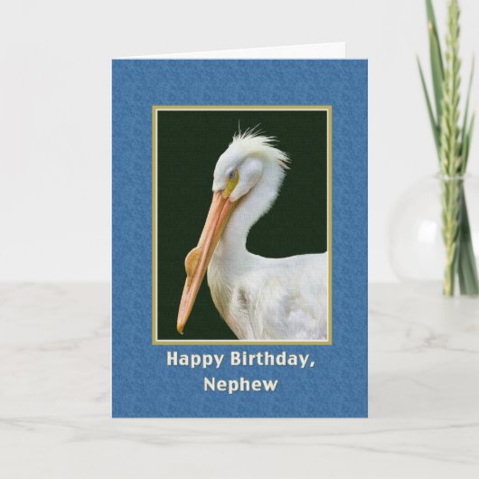 Carte Anniversaire, Nephew, Oiseau Pélican Blanc (Devant)