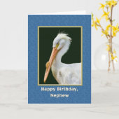 Carte Anniversaire, Nephew, Oiseau Pélican Blanc (Fleur jaune)